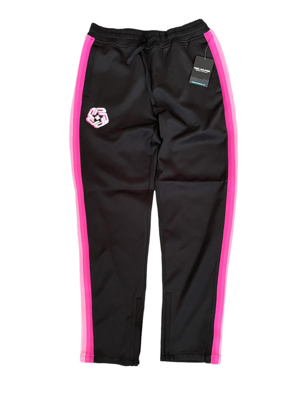 Pink Dolphin Splash Track Pants Black Pink Polyester Men’s Size Medium NEW +